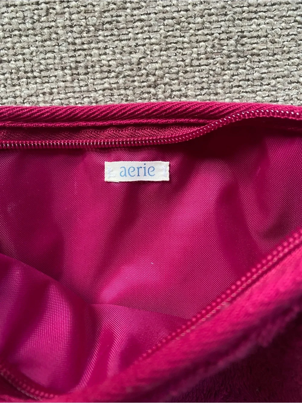 aerie Plush Fuchsia Zip Cosmetic Pouch